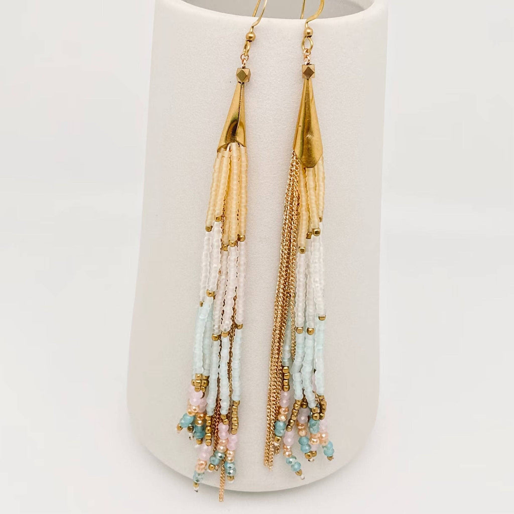 Seed Bead Tassels Earrings