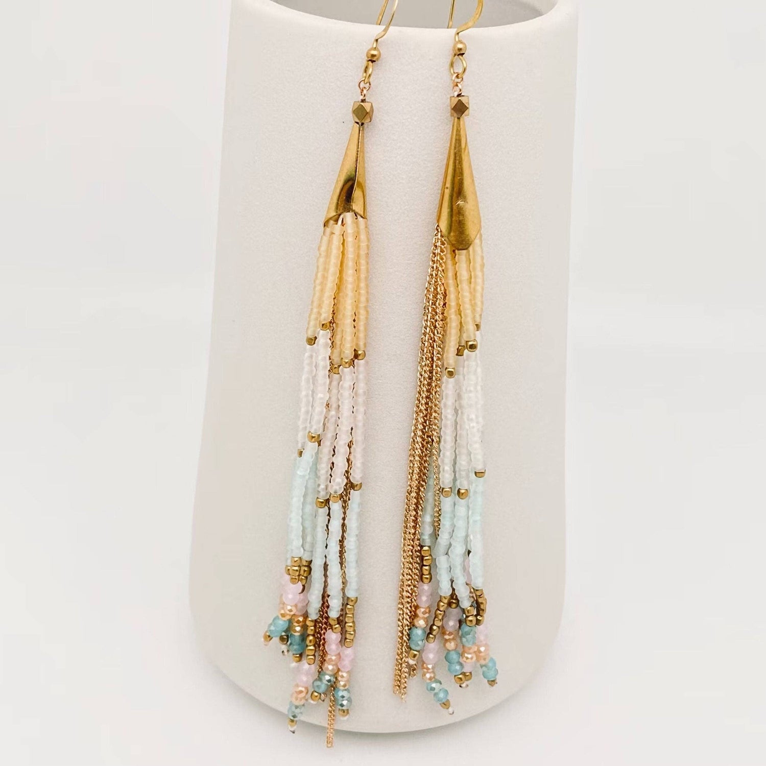 Seed Bead Tassels Earrings