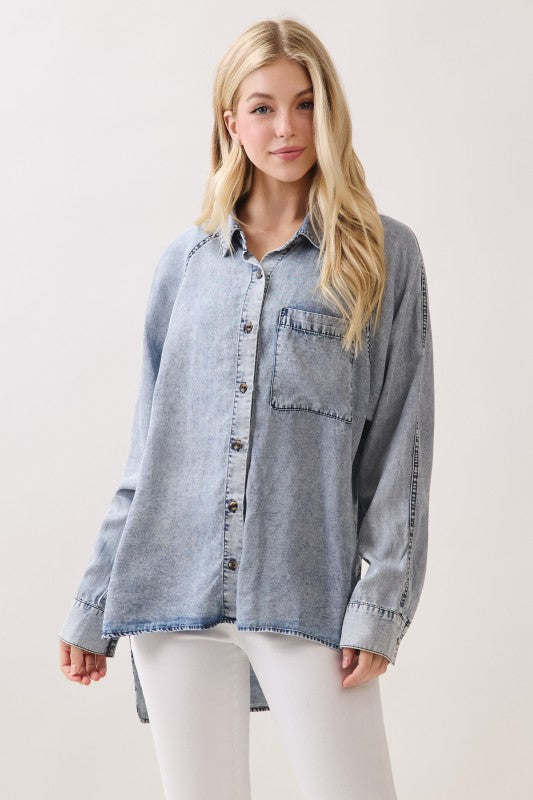 Tencel Denim  Button Down Top