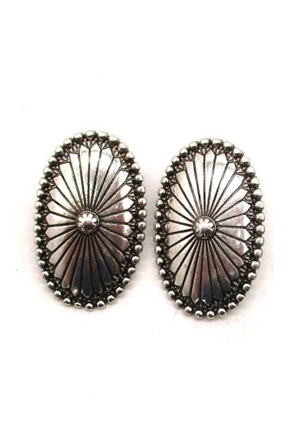 Oval Concho Earrings