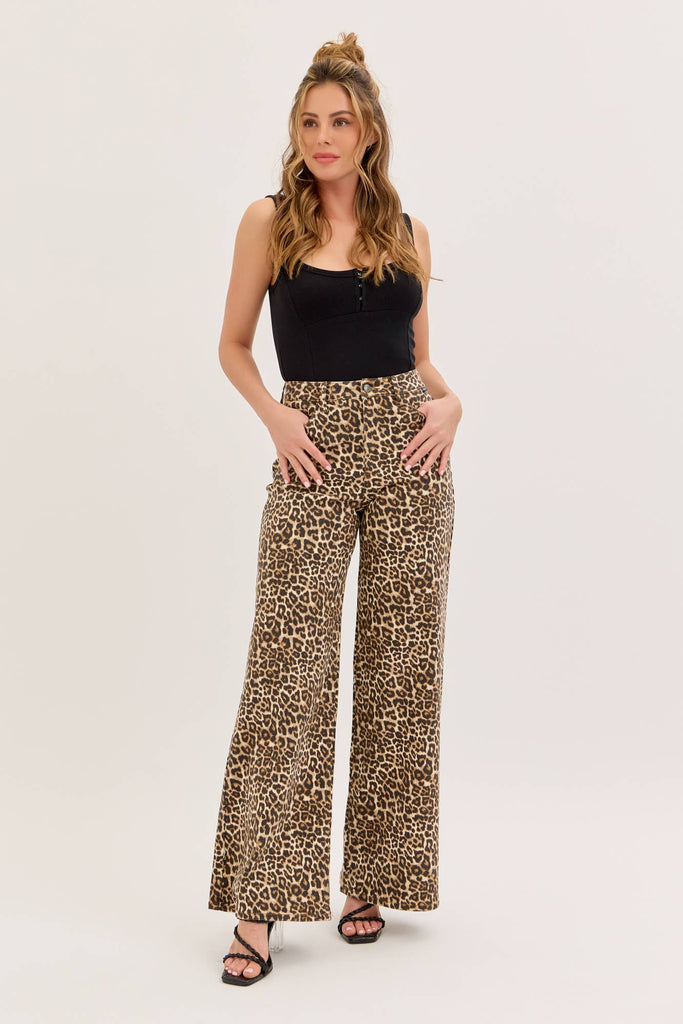 Leopard High Rise Wide Leg Cello Jeans