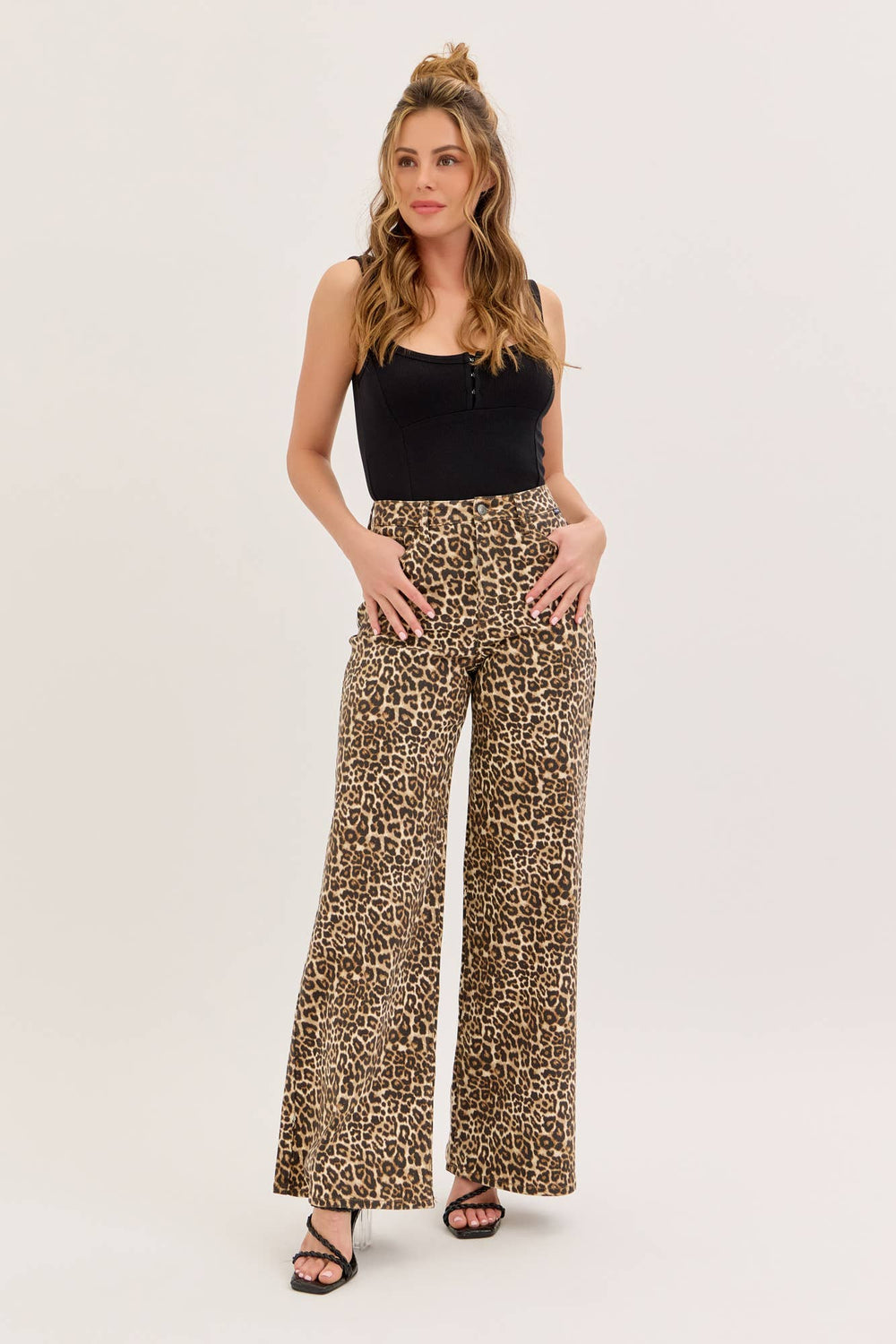 Leopard High Rise Wide Leg Cello Jeans