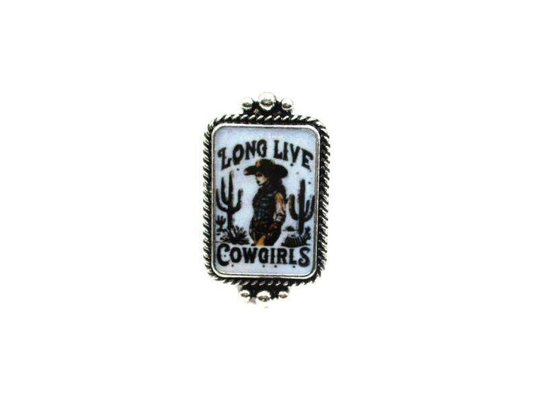 Western Long Live Cowgirls Cuff Ring