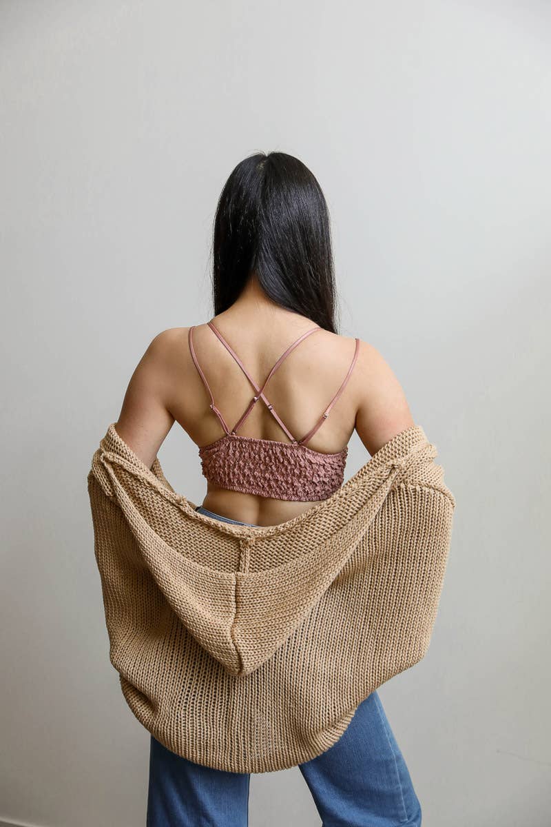 Padded Crochet Lace Longline Bralette