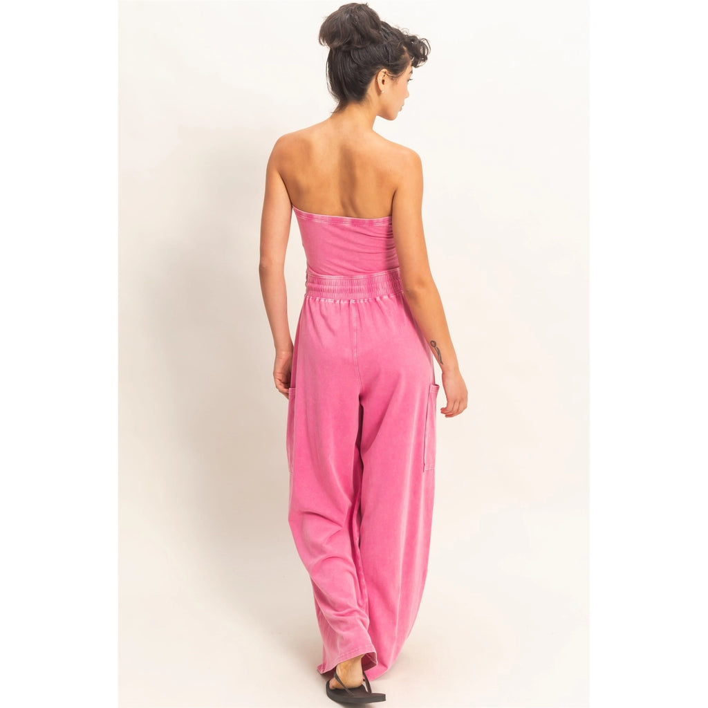 Pink Strapless Jumpsuit