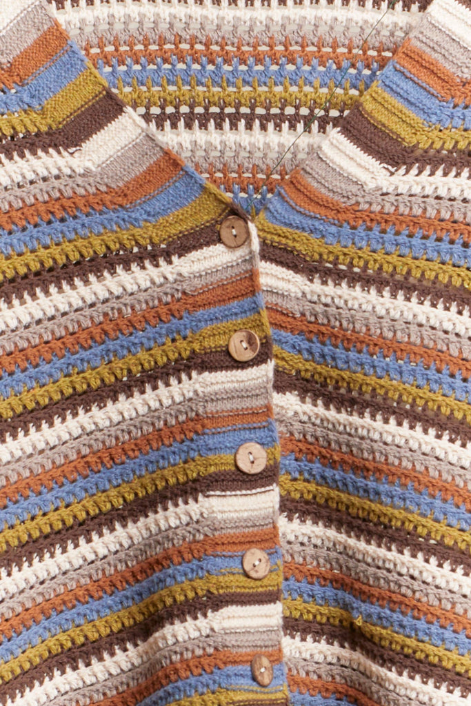 Multi Color Striped Button Down Cardigan