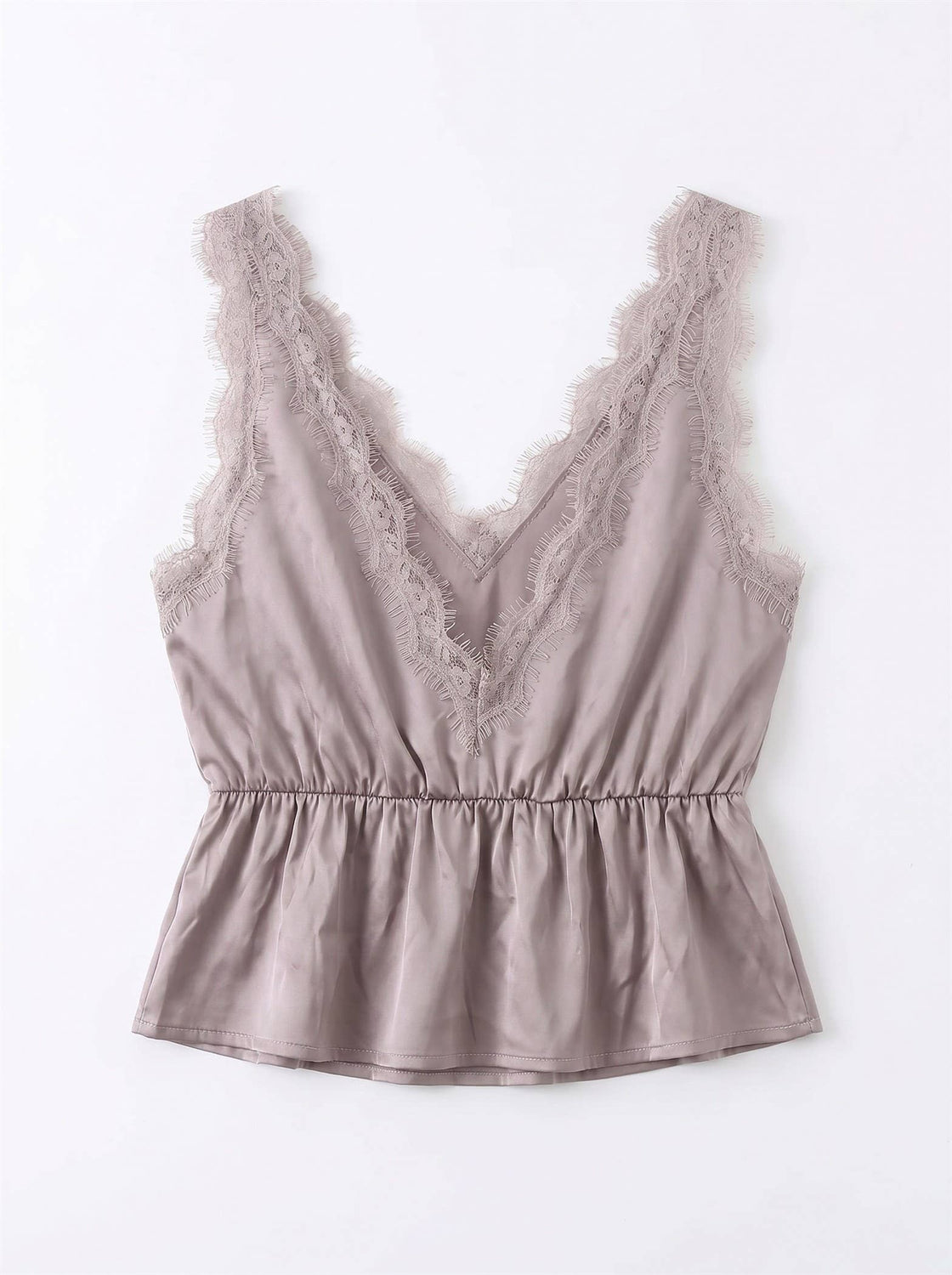 Lace Trim Tie Front Top