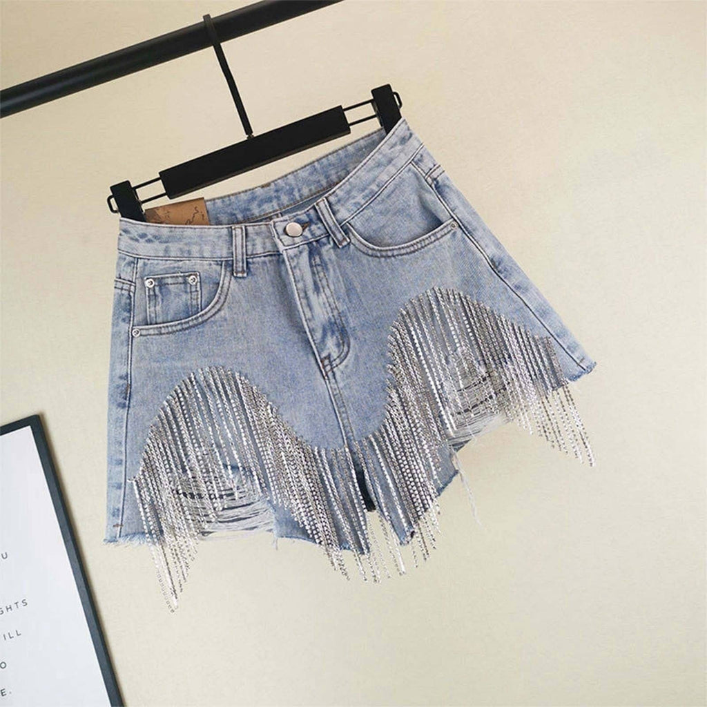 Statement Rhinestone Fringe Shorts