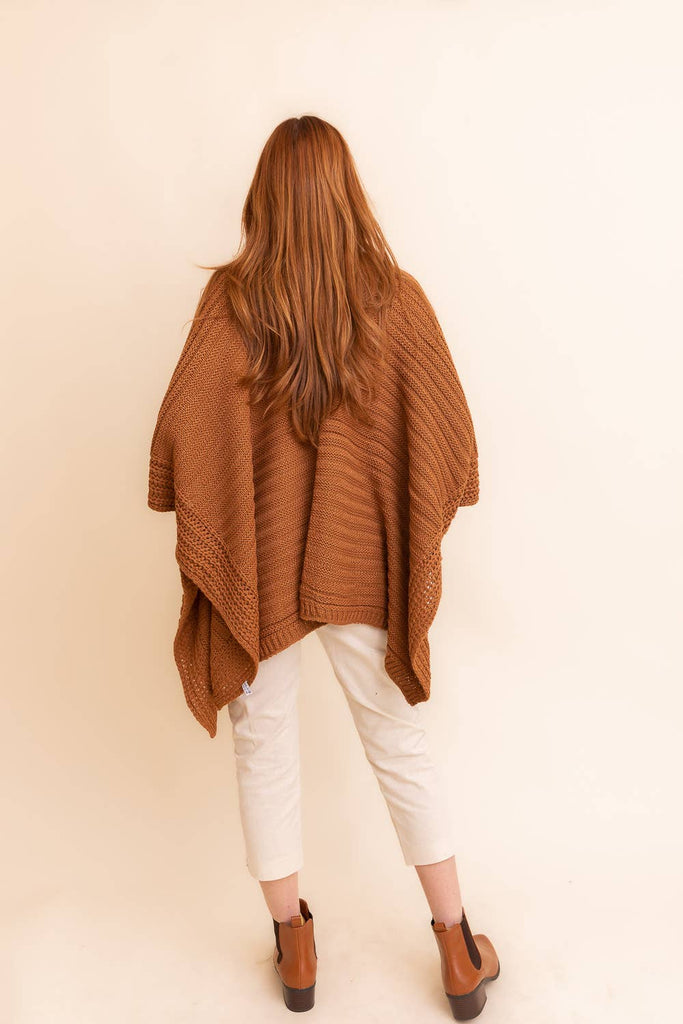 Fashionable Ridged Rib Knit Ruana – Perfect for Autumn 🍁