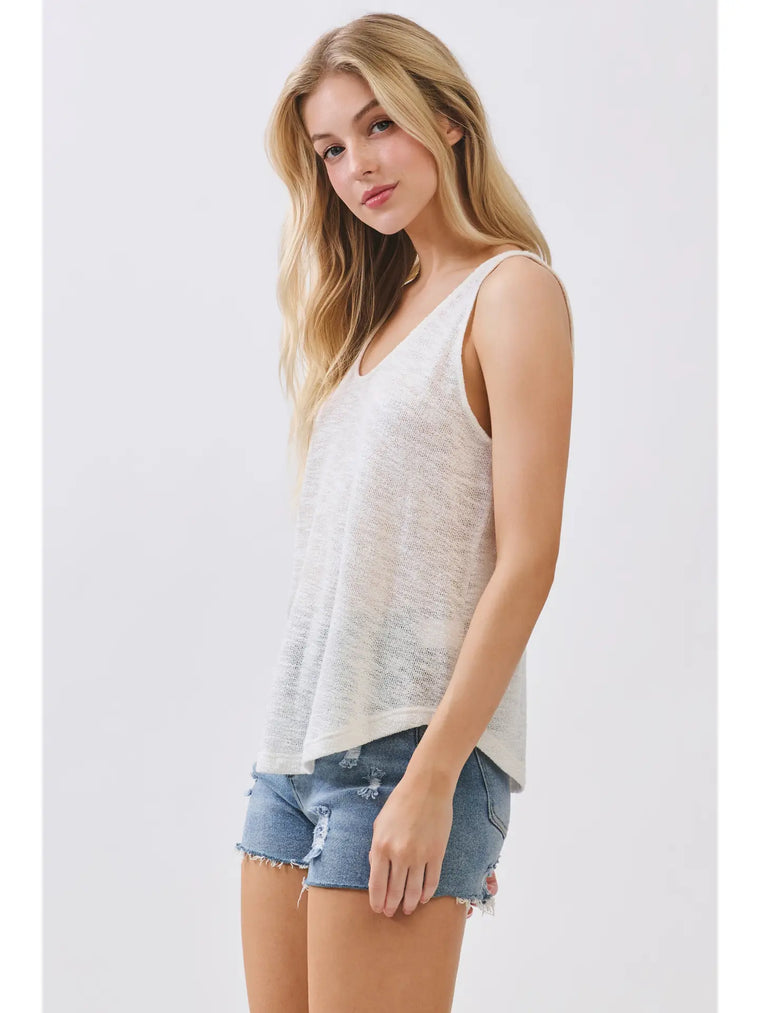 Ivory Sheer Knit Tank Top