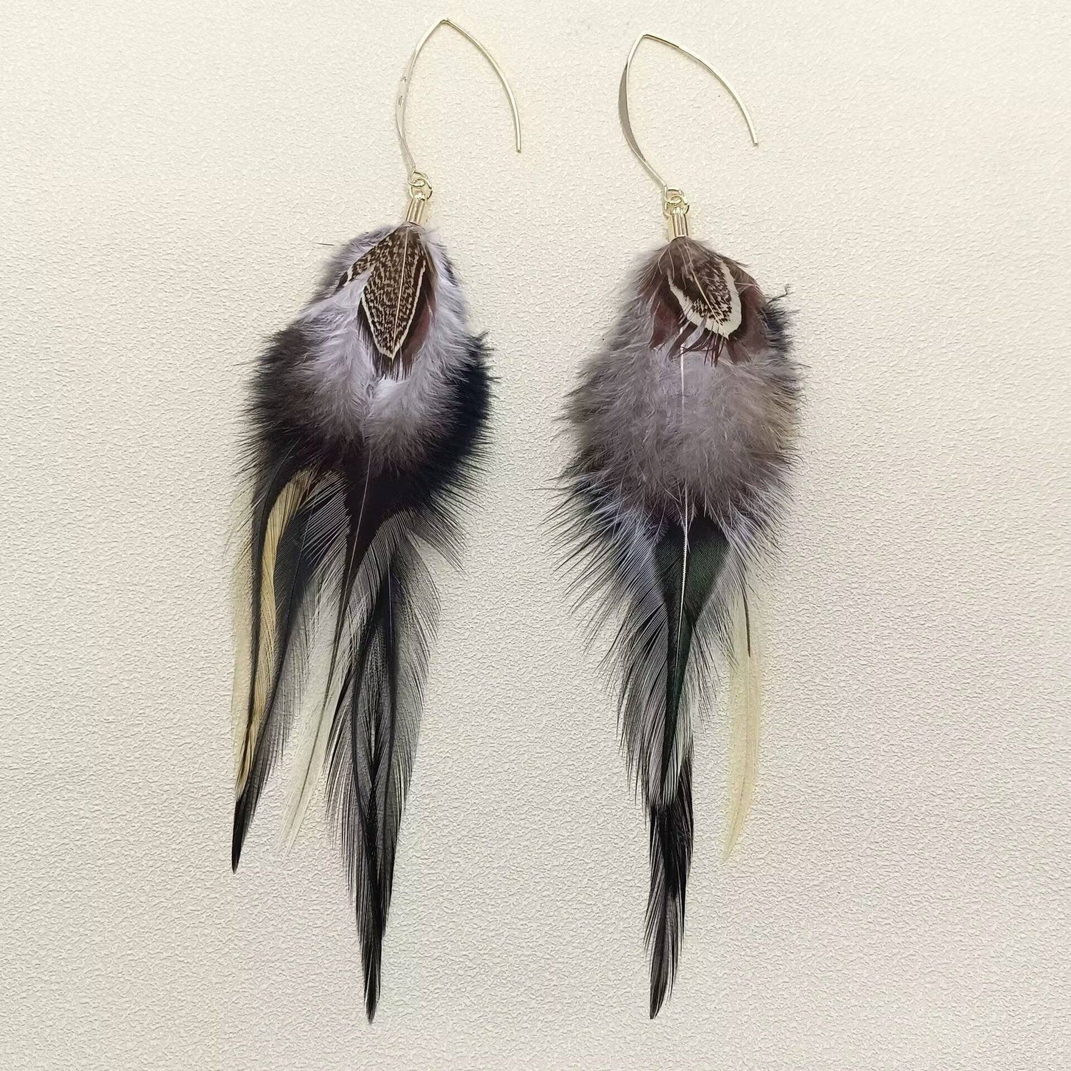 Midnight Feather Dangle Earrings