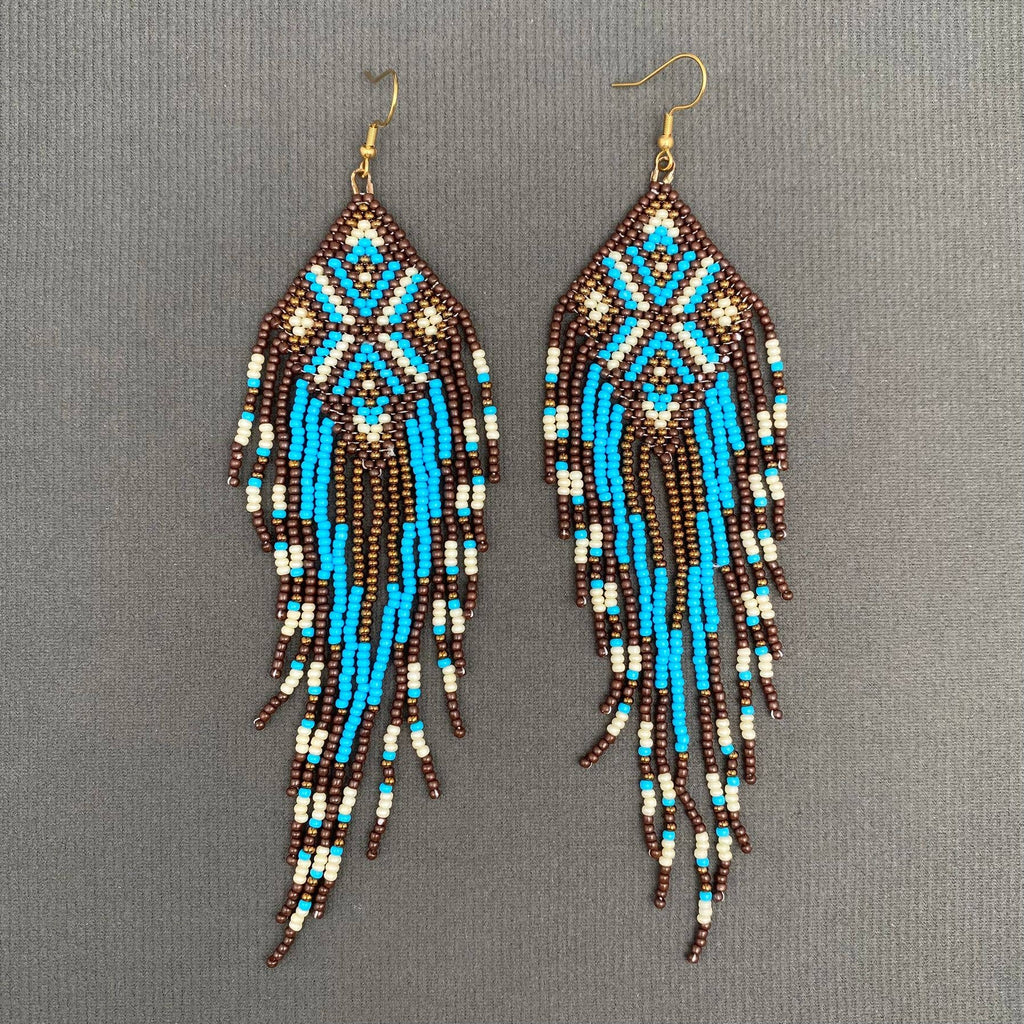 Turquoise Trails Seed Beads Earrings