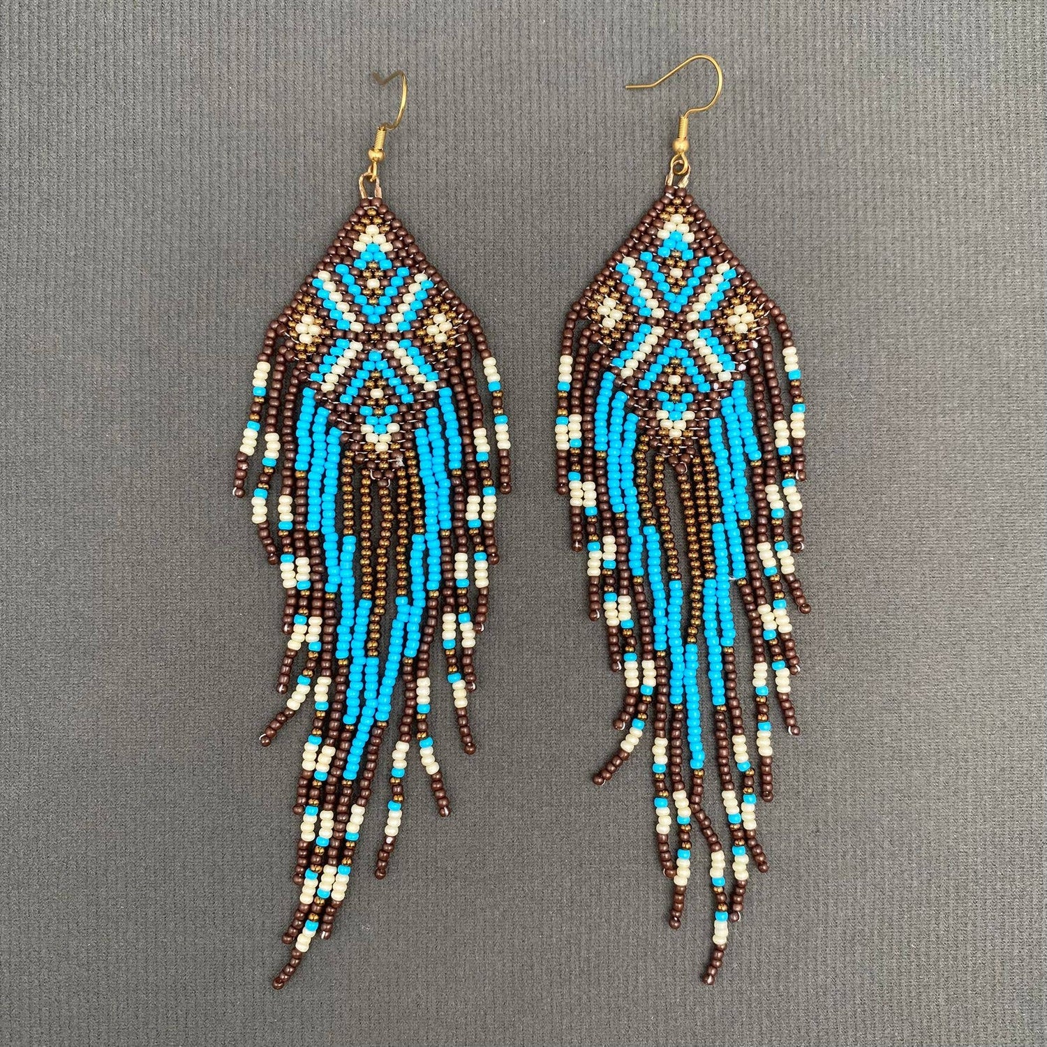Turquoise Trails Seed Beads Earrings
