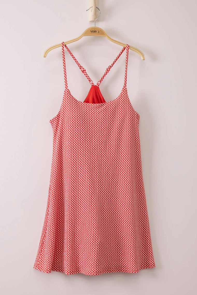 Red Gingham Active Wear Dress