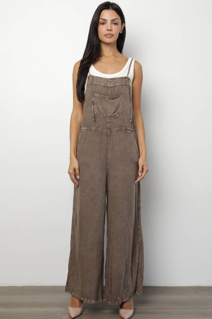 Lauren Wide Leg Mocha Overalls