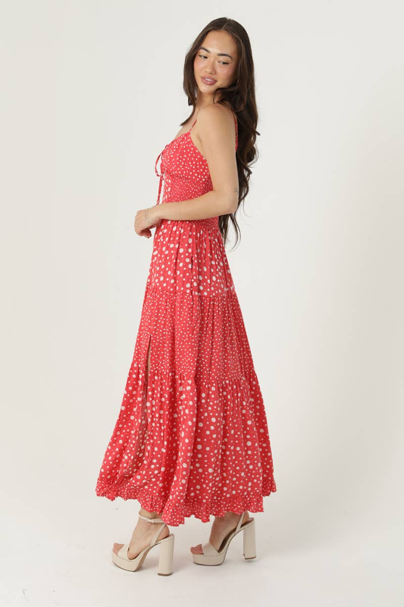 Strawberry Polka Dot Midi Dress