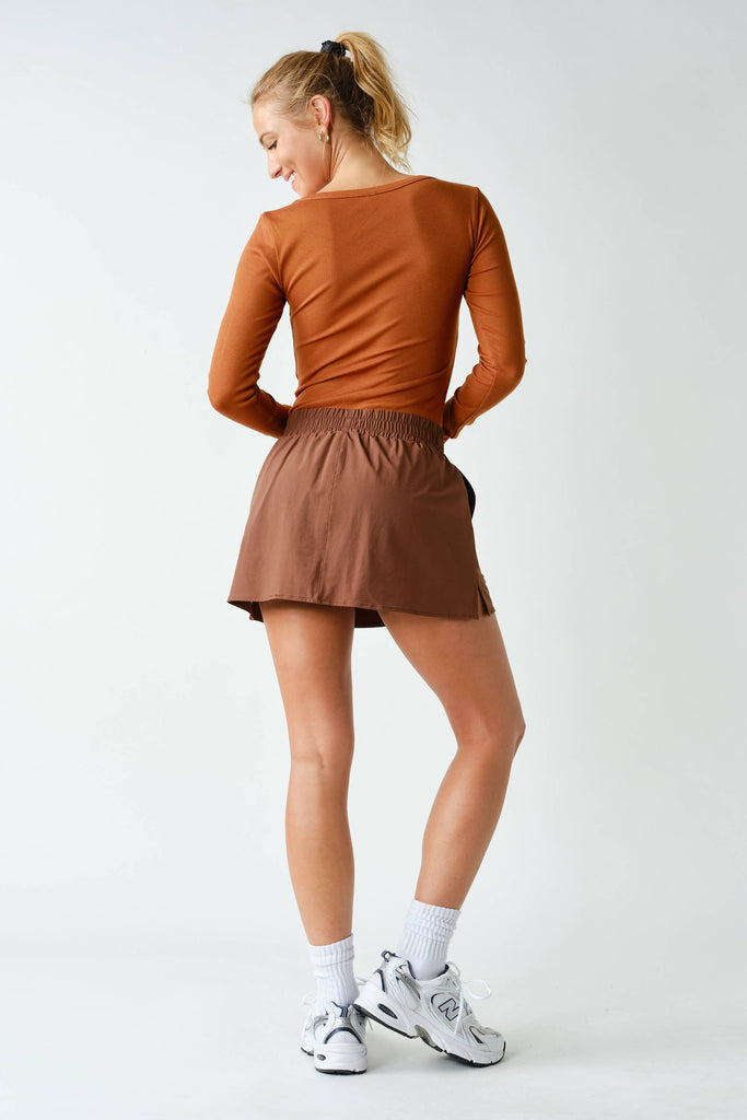 Scooped Rib Long Sleeve Top