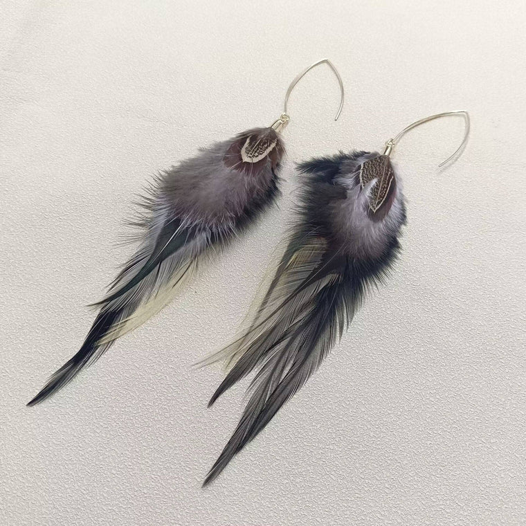 Midnight Feather Dangle Earrings