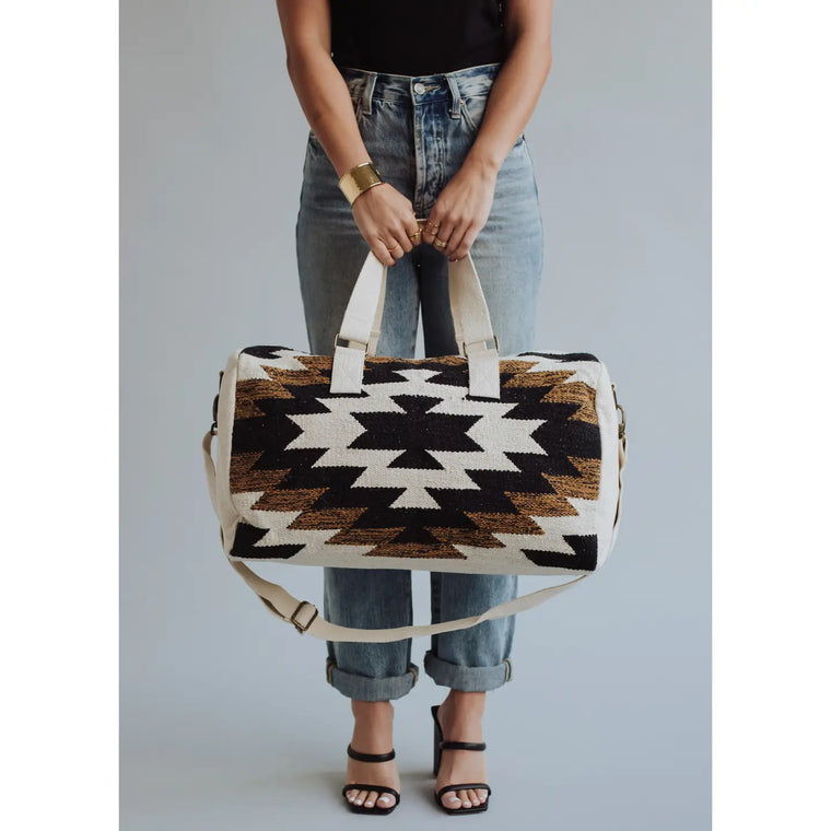 Cream & Black Aztec Duffle