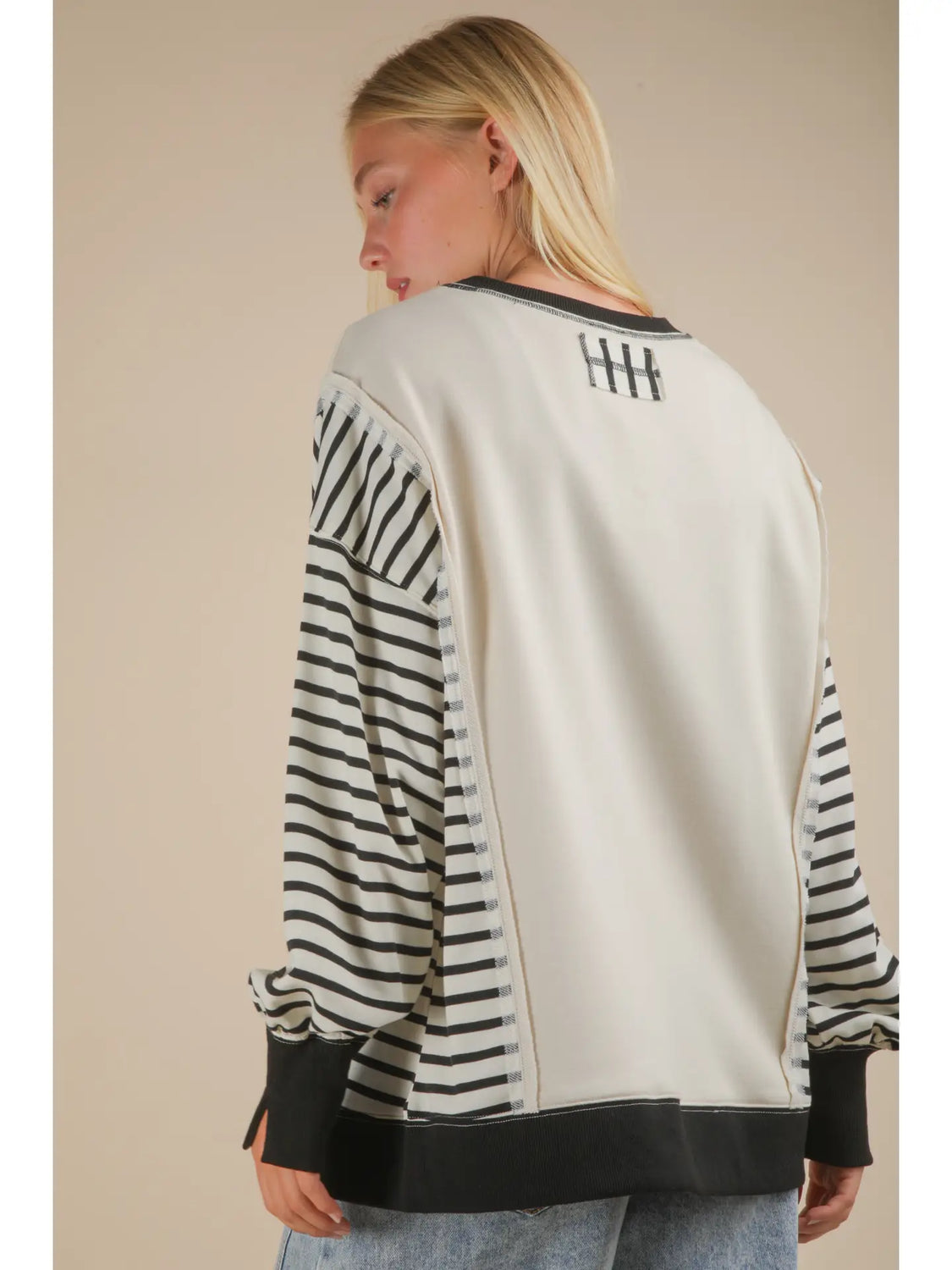 Stripe Doleman Sleeve Pullover