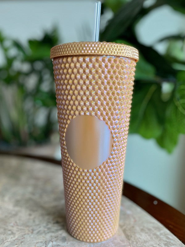 Gold Pearl Studded Tumbler